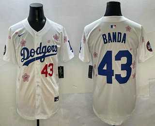 Mens Los Angeles Dodgers #43 Anthony Banda White 2025 Tokyo Series Limited Jersey